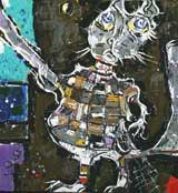 "Chat - poète" - graphomane, 1993 Kazarin Victor peinture, huile