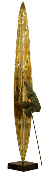 скульптура "Против течения, лодка" бронза, камень